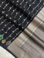 Black Mashru kataan silk Banarasi Saree