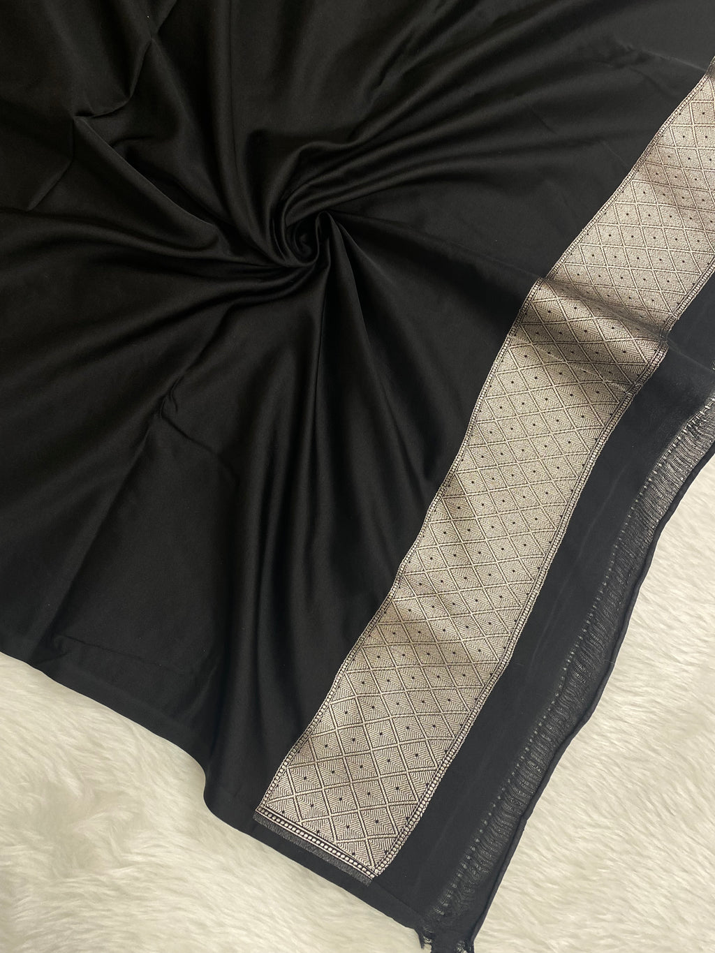 Black Mashru kataan silk Banarasi Saree