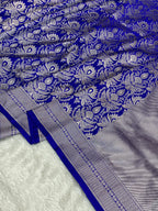 Inkhaab Royal blue mashru silk Banarasi saree
