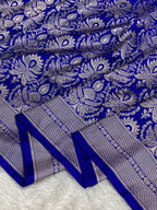 Inkhaab Royal blue mashru silk Banarasi saree