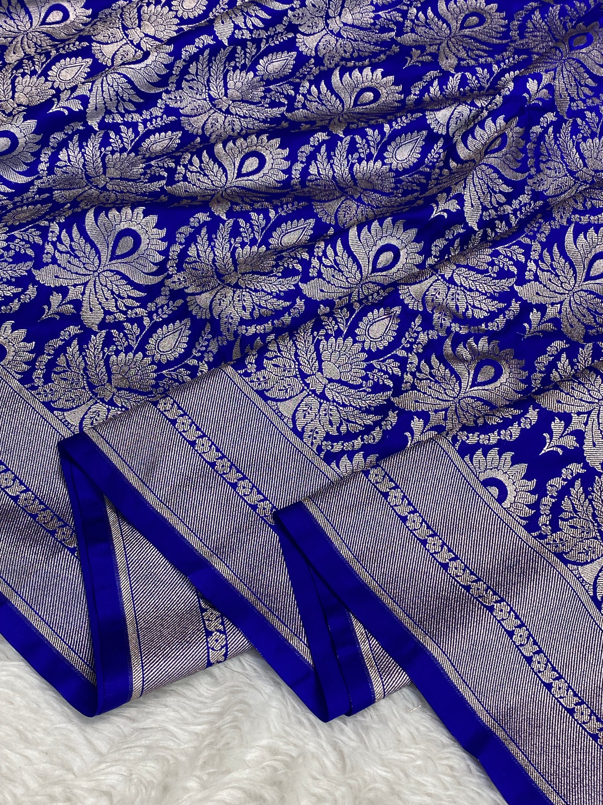 Inkhaab Royal blue mashru silk Banarasi saree