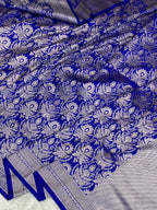 Inkhaab Royal blue mashru silk Banarasi saree