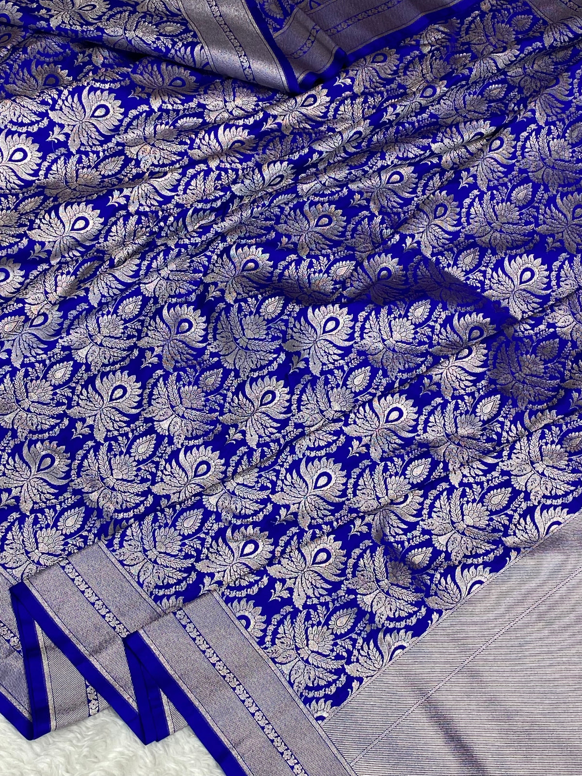 Inkhaab Royal blue mashru silk Banarasi saree