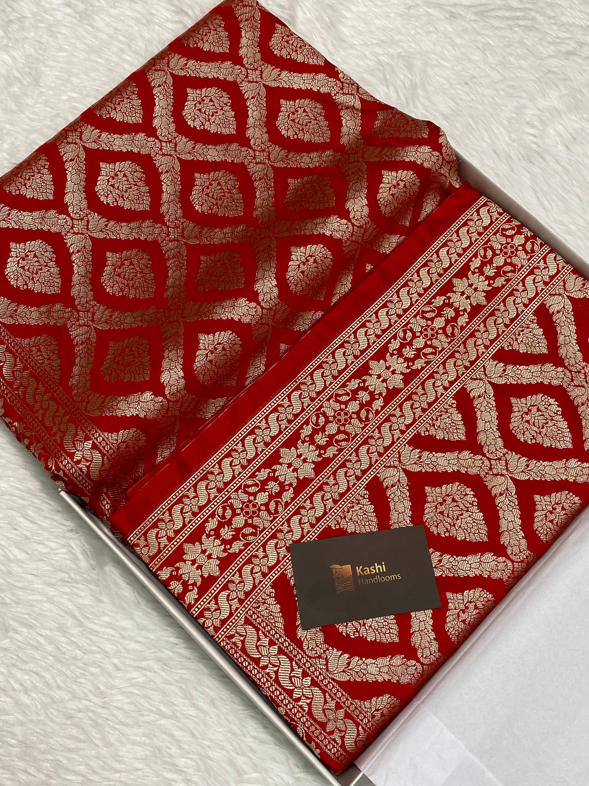 Red colour kinkhaab mashru silk banarasi saree