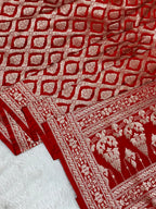 Red colour kinkhaab mashru silk banarasi saree