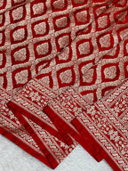 Red colour kinkhaab mashru silk banarasi saree