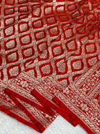 Red colour kinkhaab mashru silk banarasi saree