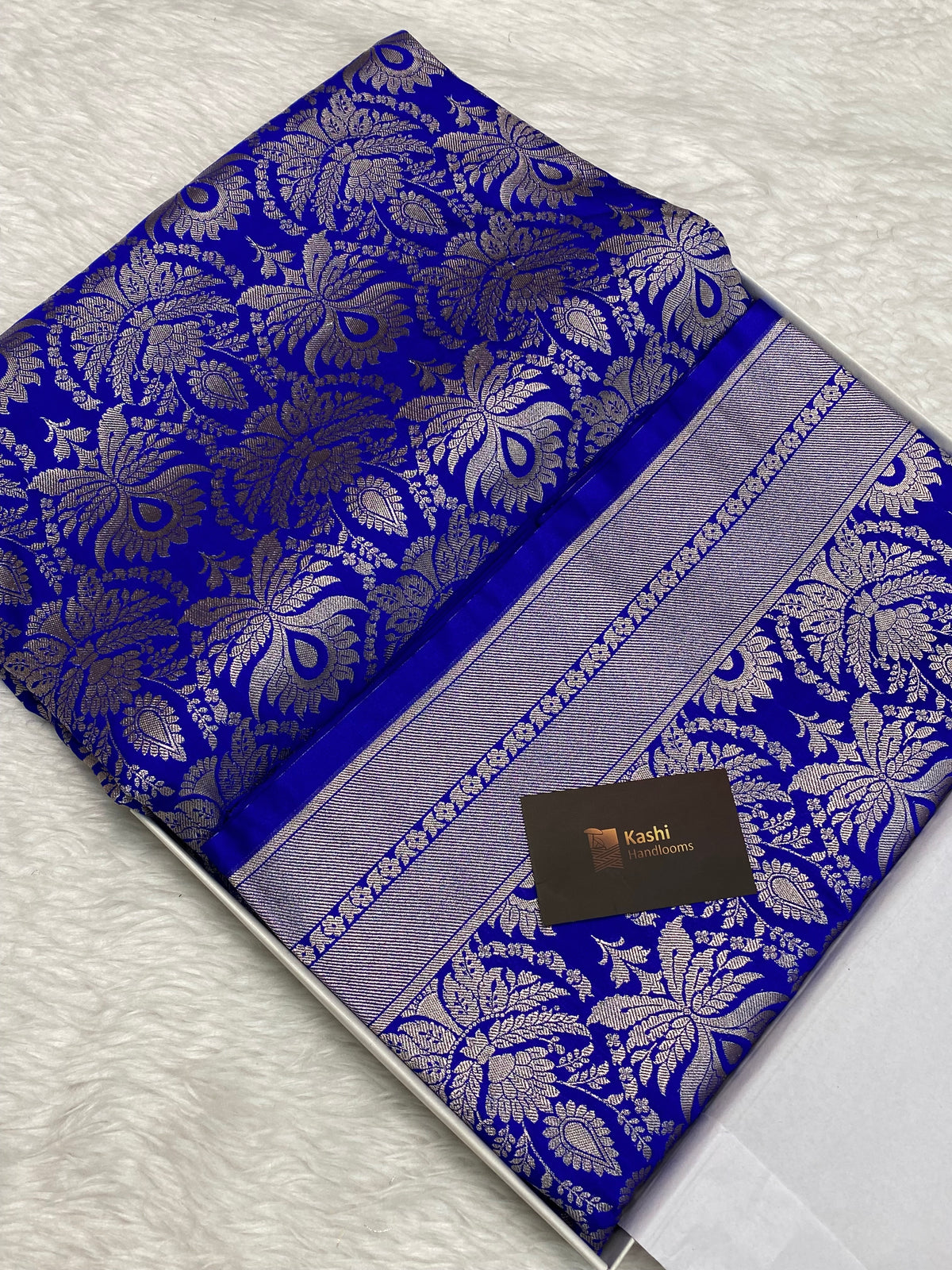 Inkhaab Royal blue mashru silk Banarasi saree