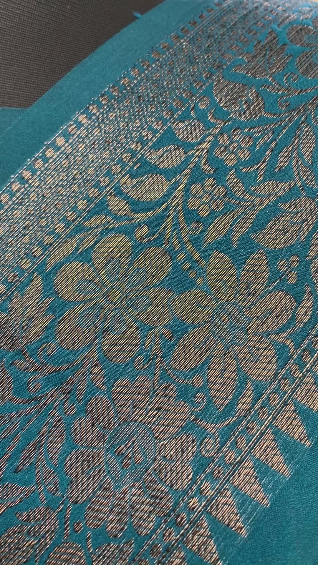 Teal Blue Georgette Saree with Antique Zari Border