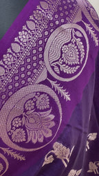 Purple semi mul cotton silk with Golden Zari Banarasi Saree