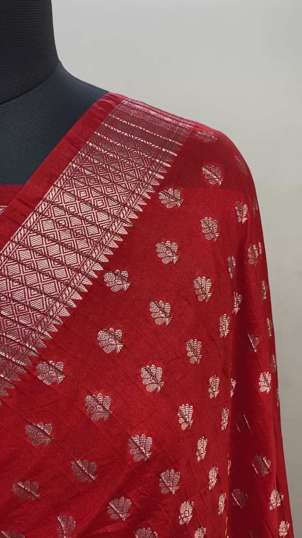 Red Boarder Buti with Crush Chinya Silk Banarasi Saree