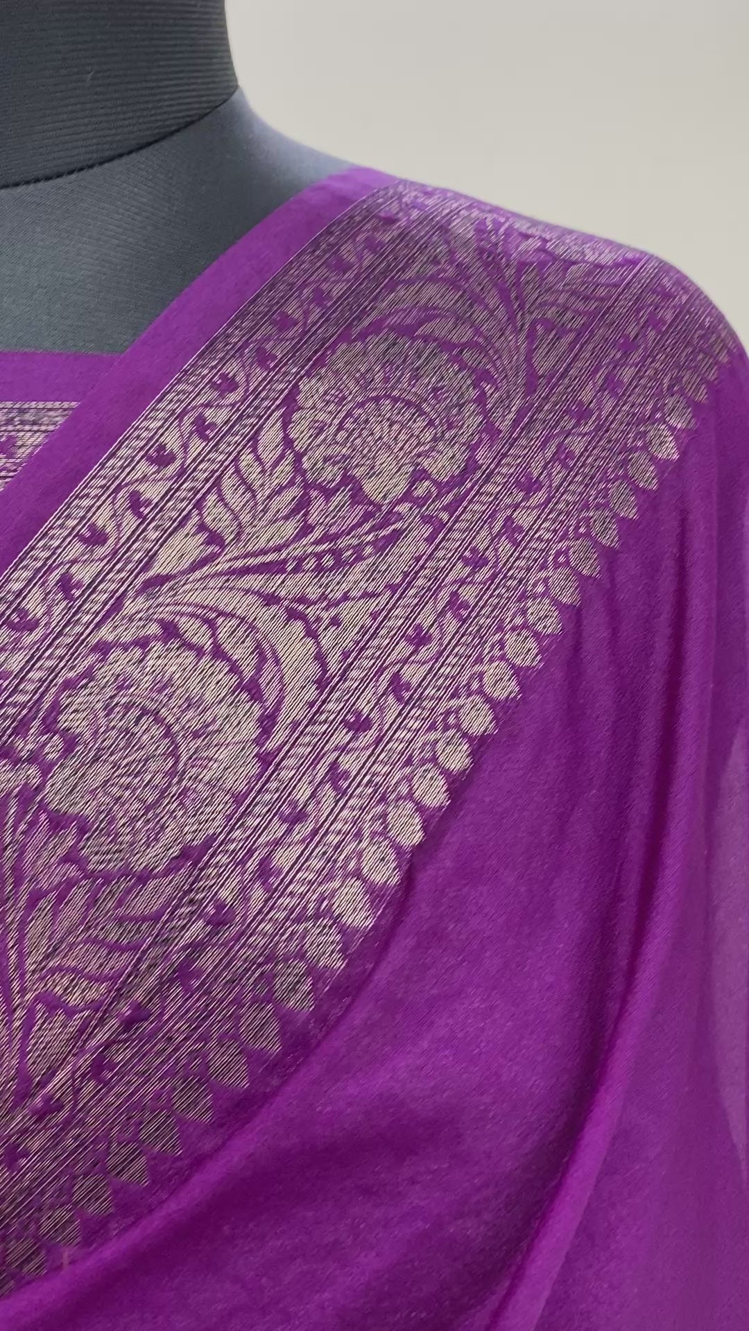 Magenta Georgette Saree with Antique Zari Border