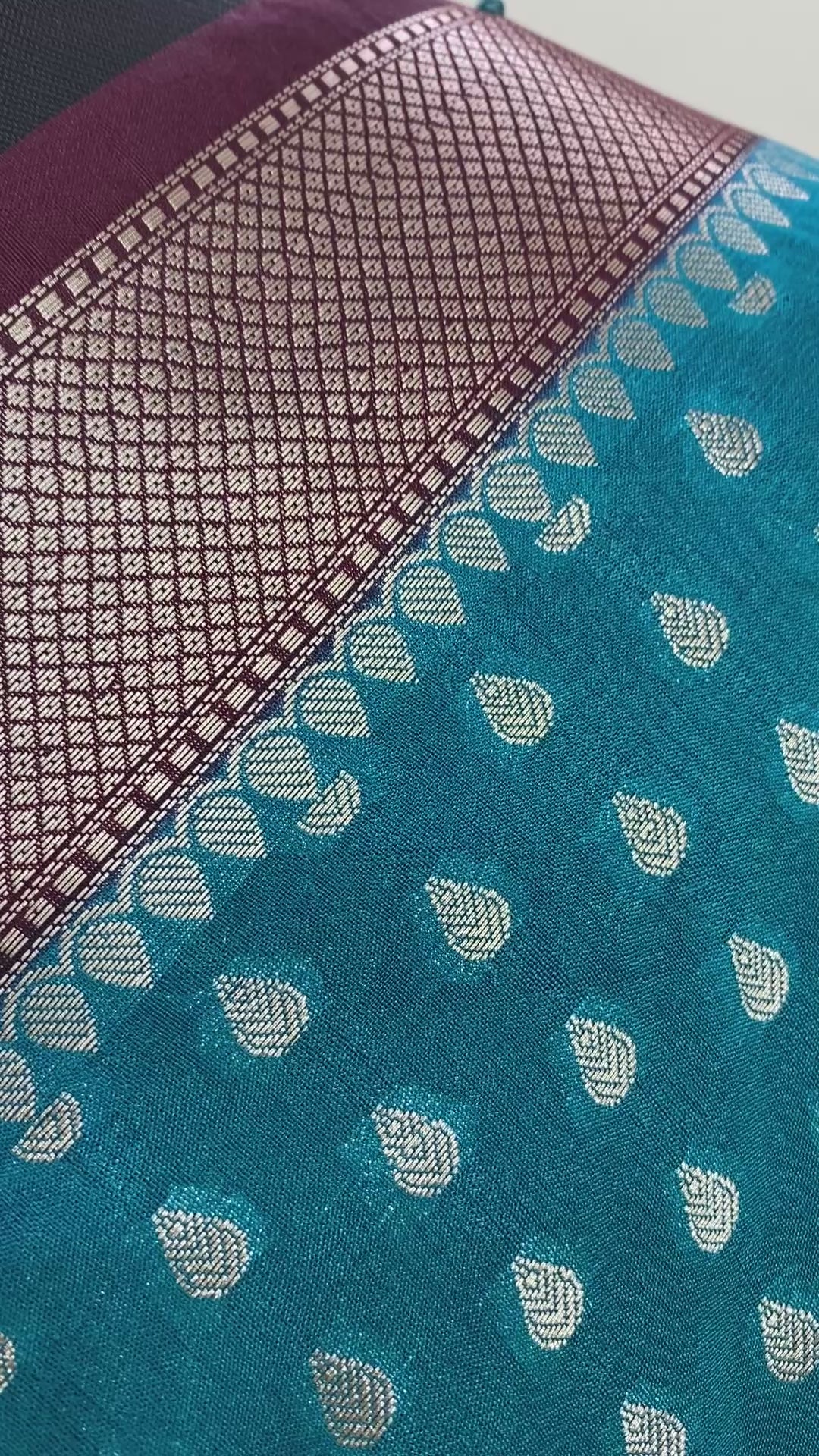 Teal Blue Semi Georgette Banarasi Saree