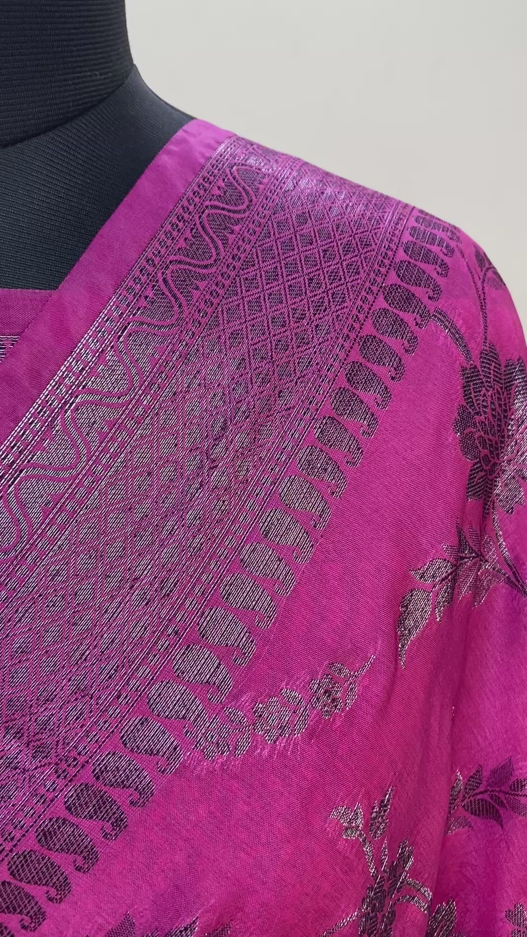 Dark Pink Georgette Jangla Pattern Banarasi Saree