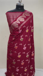 Red monga Silk minakari Banarasi Saree