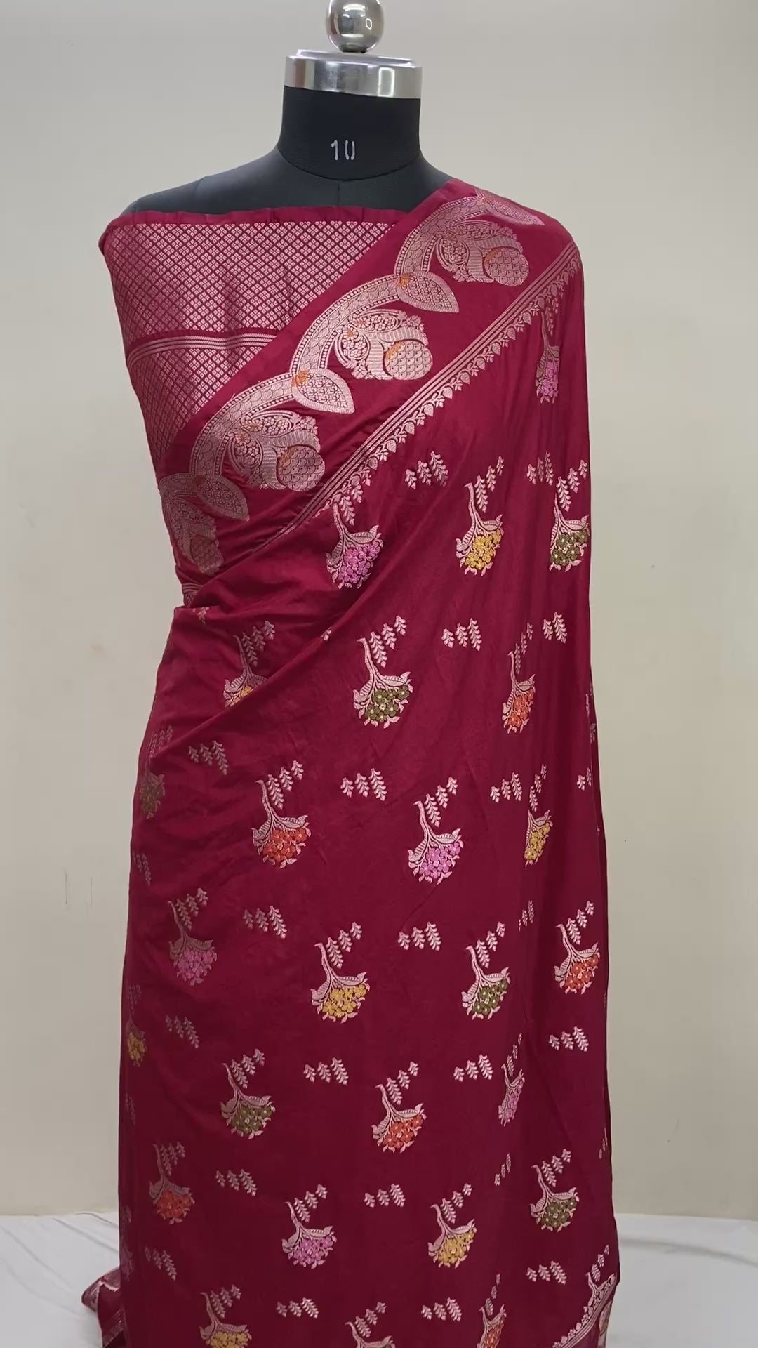 Red monga Silk minakari Banarasi Saree