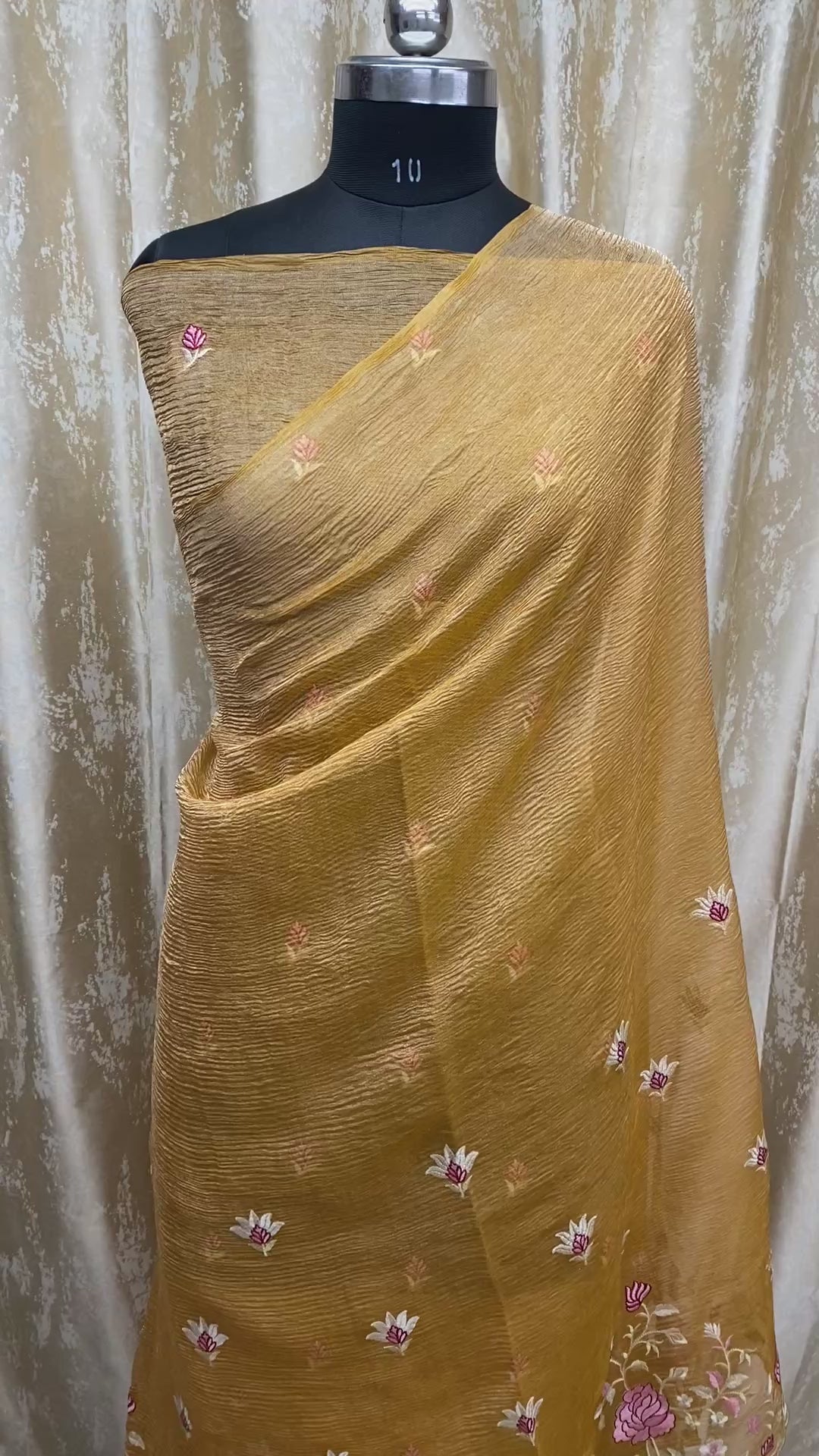 Pure Tissue Silk with hand cutwork Embroidery Banarasi Saree