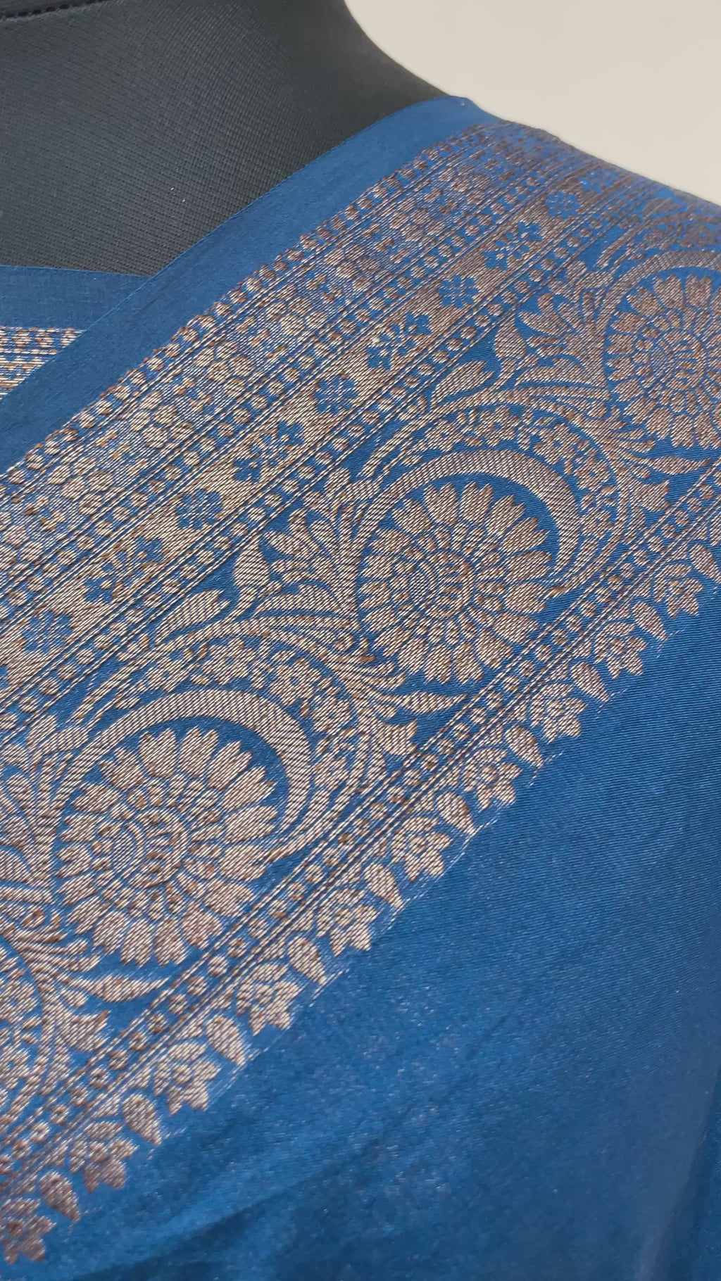 Teal Blue Georgette Saree with Antique Zari Border