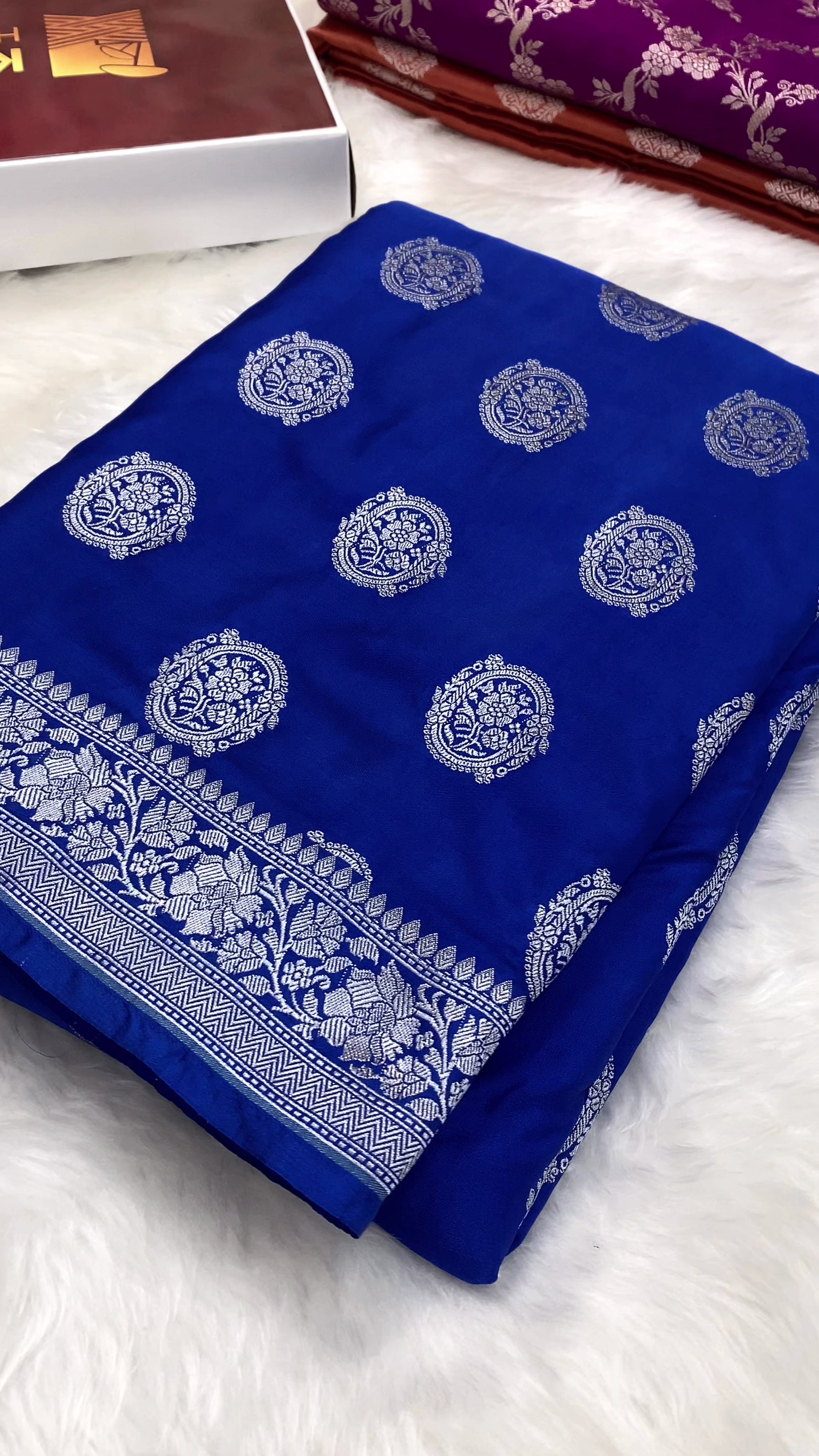 Royal Blue Mashru Silk Banarasi Saree