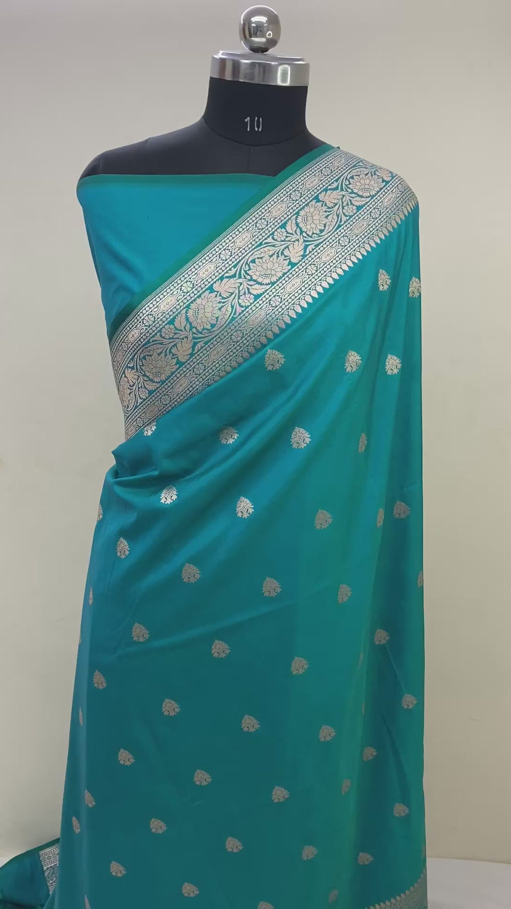 Mashru silk Teal-Blue Banarasi Saree