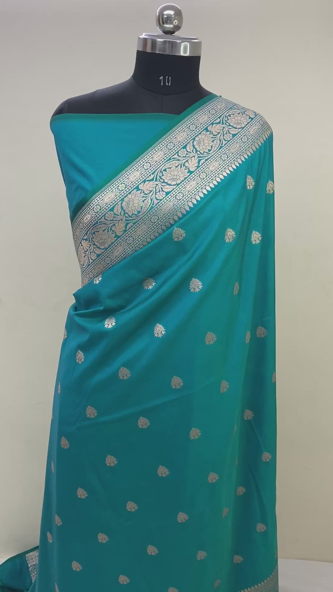 Mashru silk Teal-Blue Banarasi Saree
