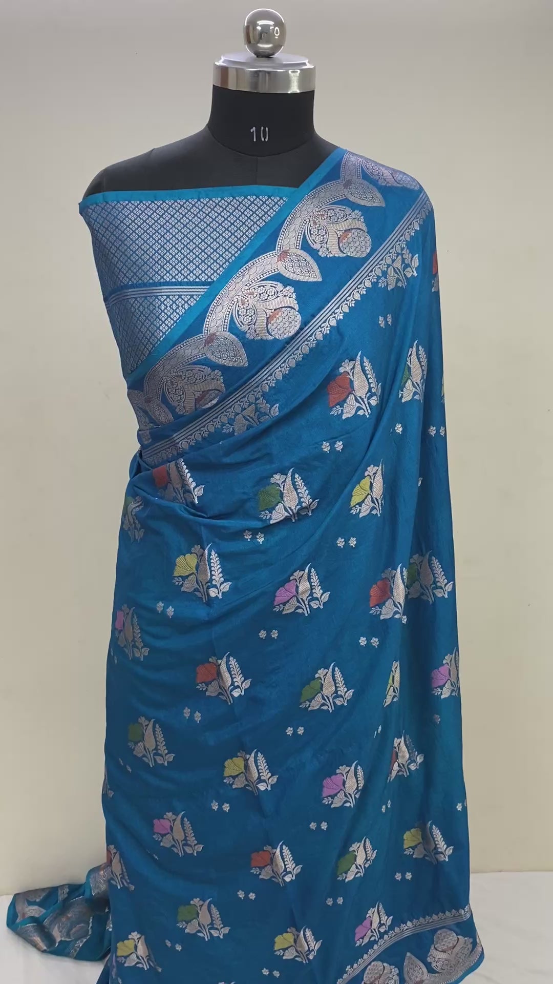 Jerman Blue Chinya Silk Banarasi Saree