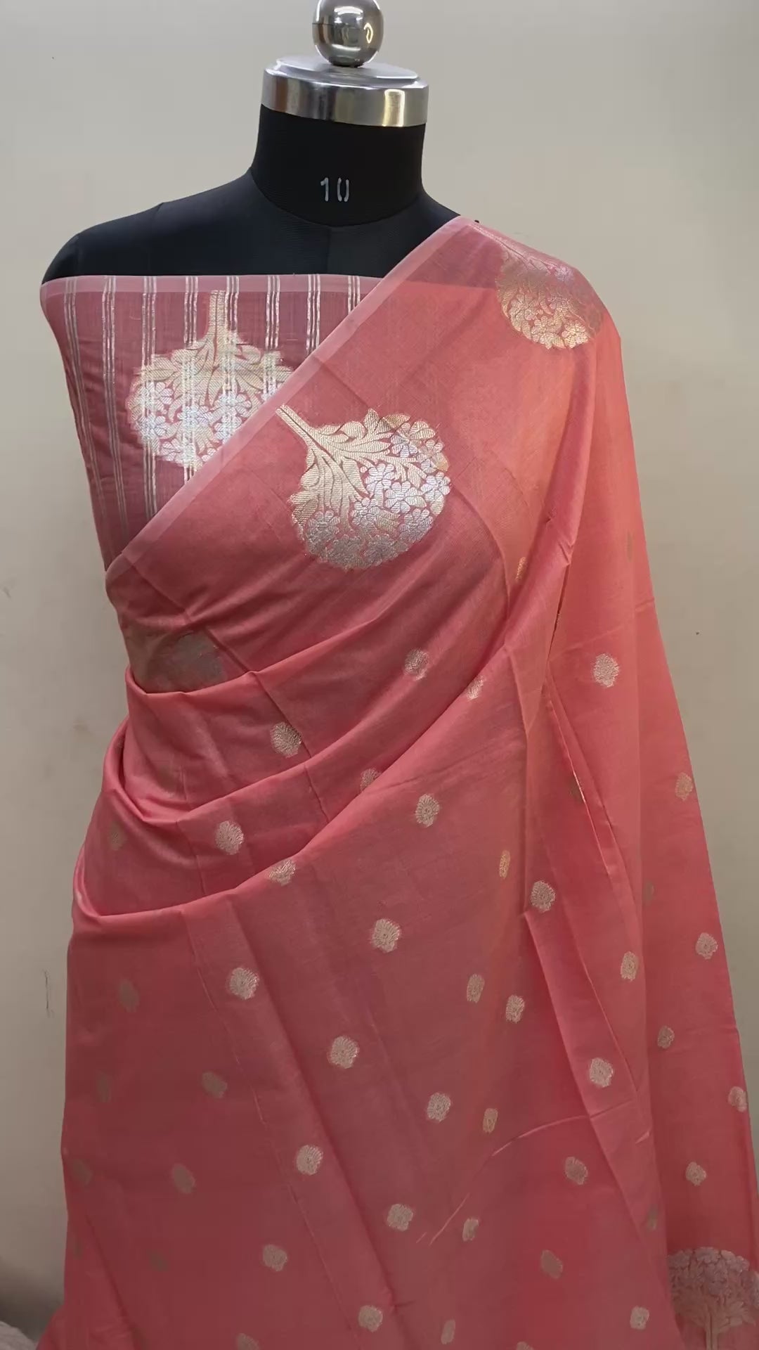 Peach Cotton Silk Banarasi Saree