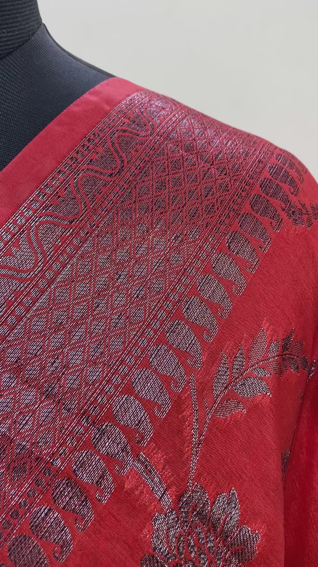 Red Georgette Jangla Pattern Banarasi Saree
