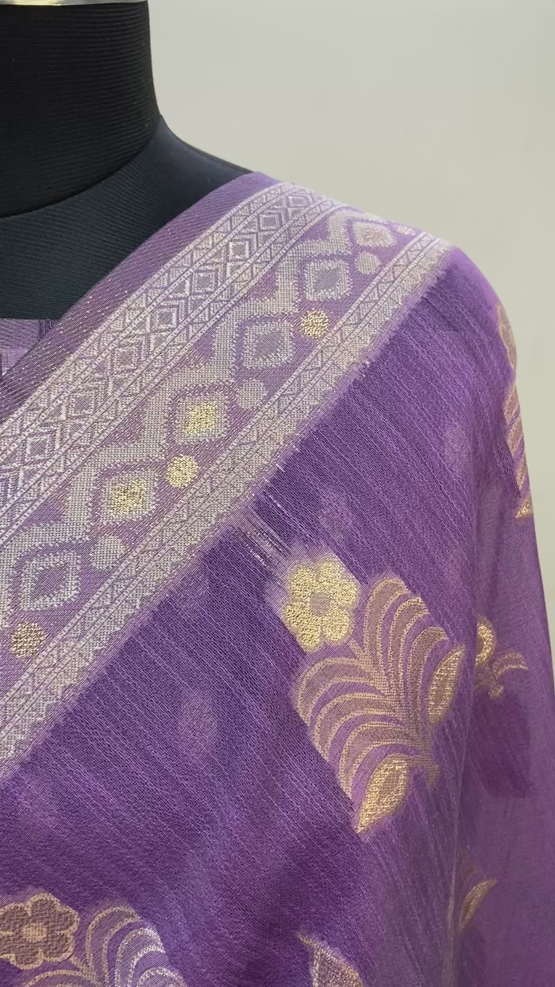 Lavender Cotton Alfi Banarasi Saree