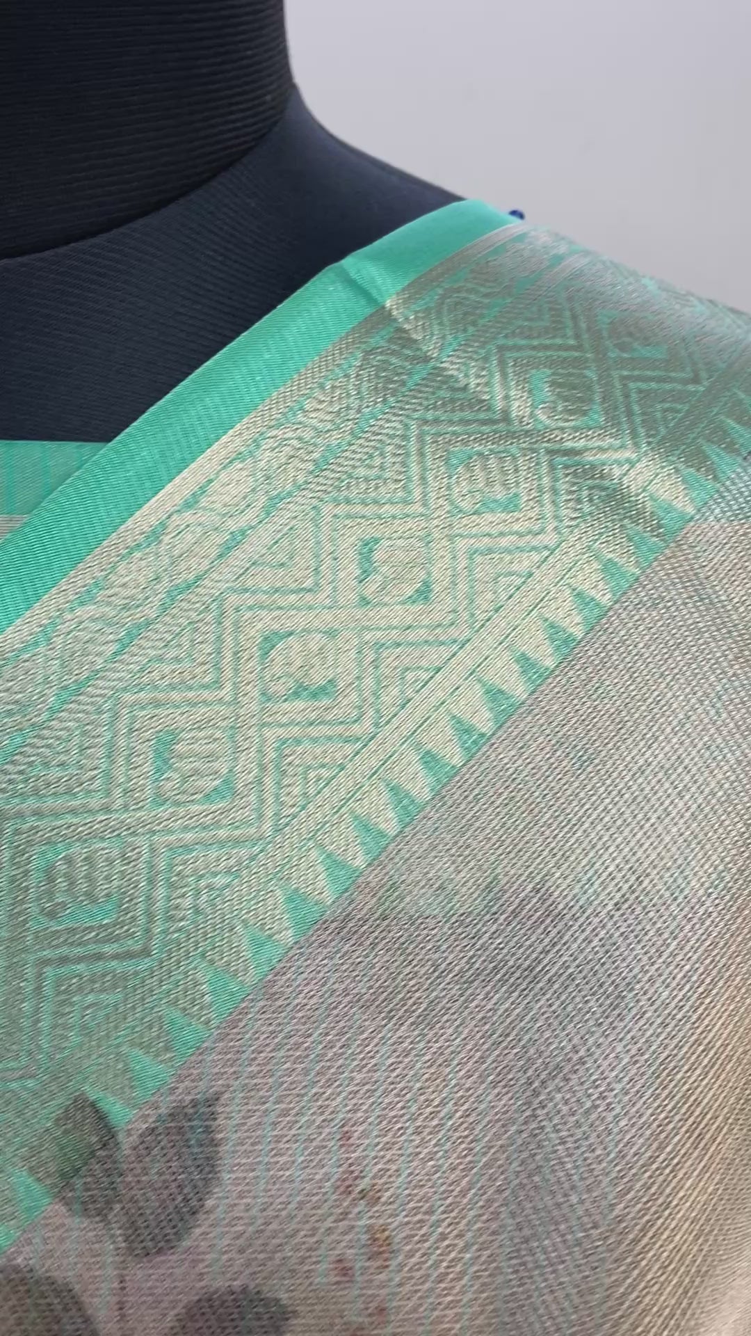 Sea Green Tissue with Digital Print Banarasi Saree