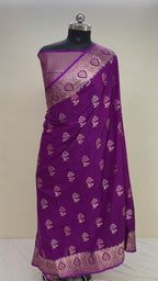 Margenta  Monga silk Tilfi Buta Banarasi Saree