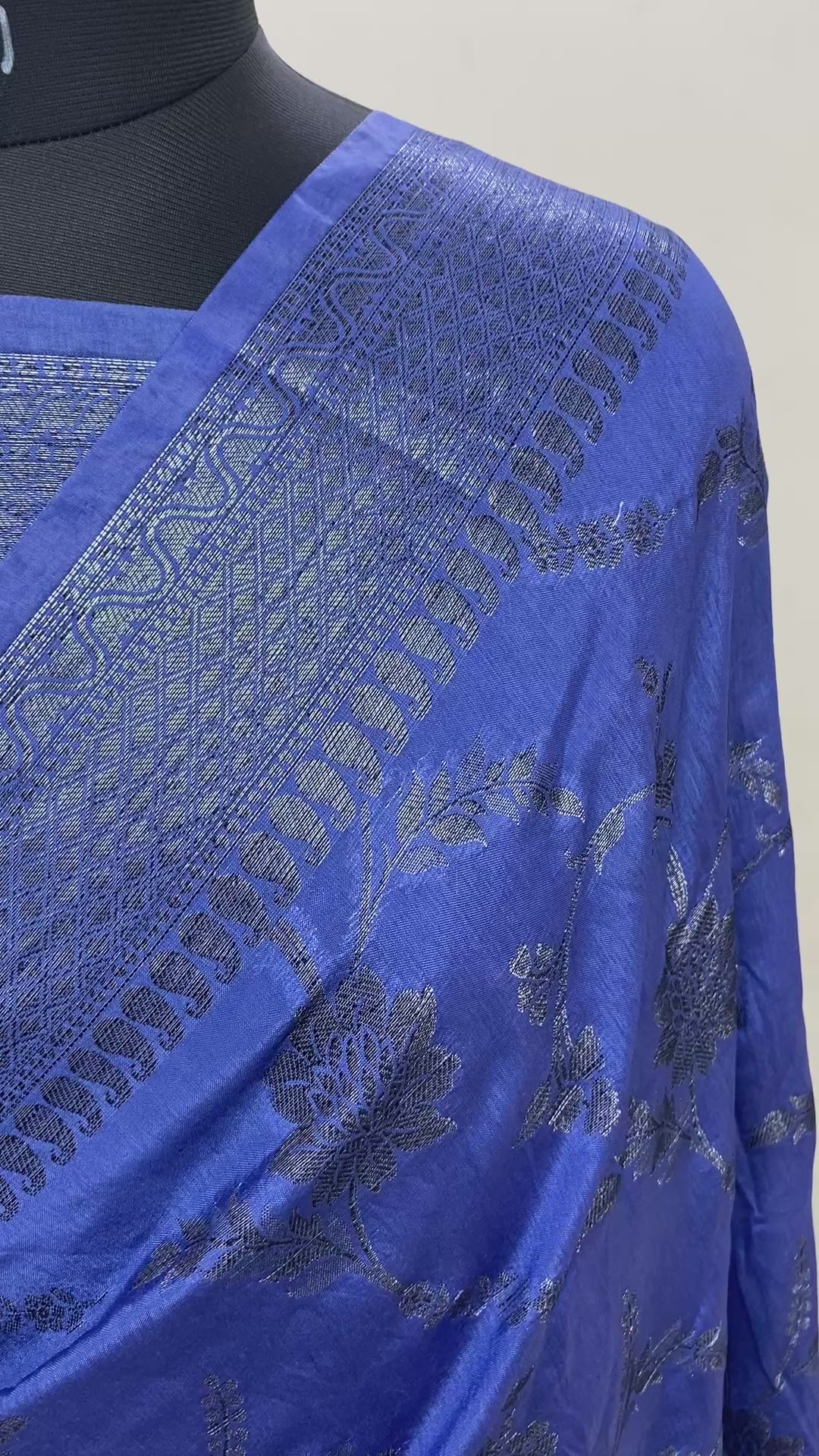 Sky Blue Georgette Jangla Pattern Banarasi Saree