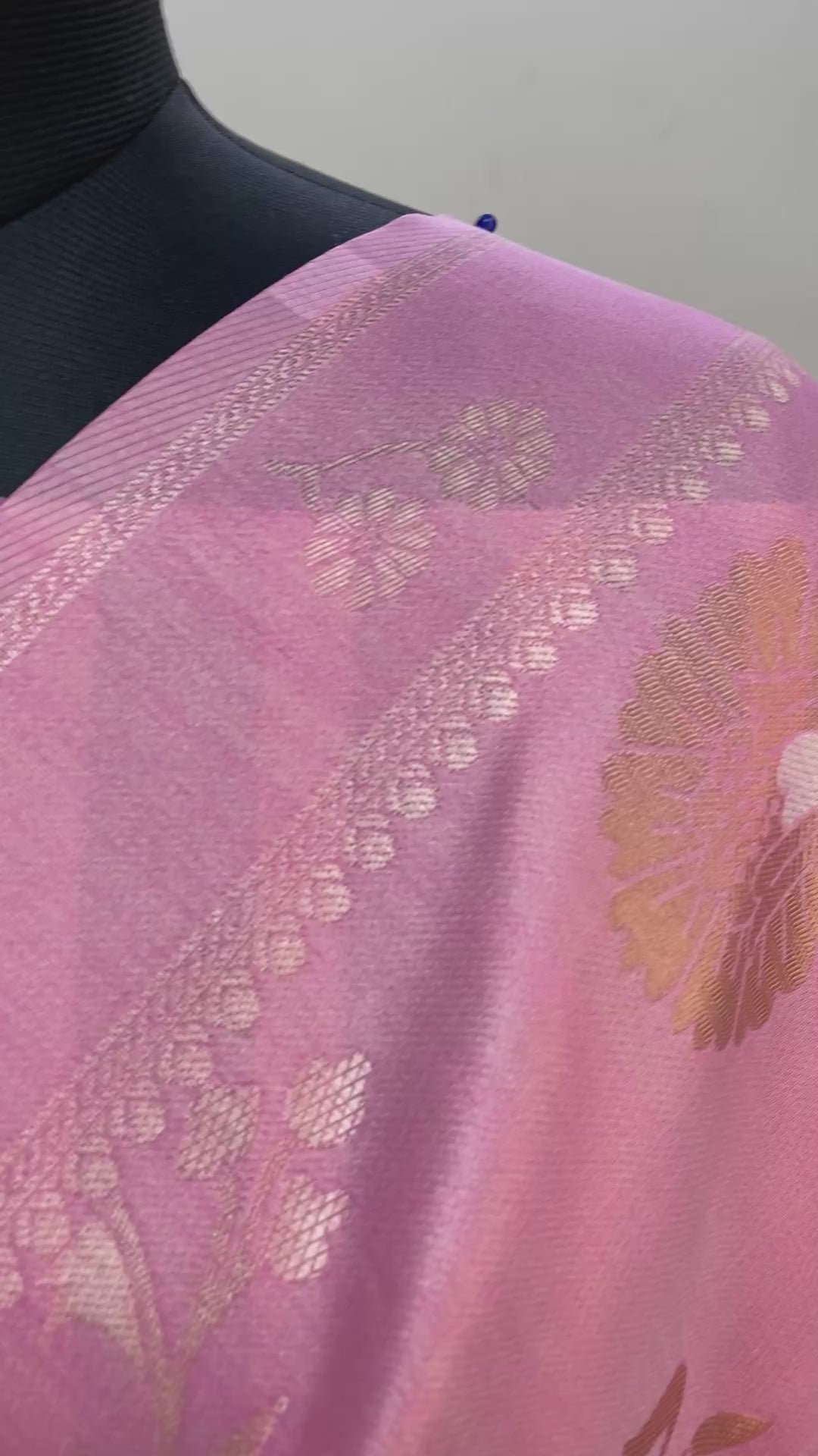 Soft Peach Cotton Jangla Design Banarasi Saree