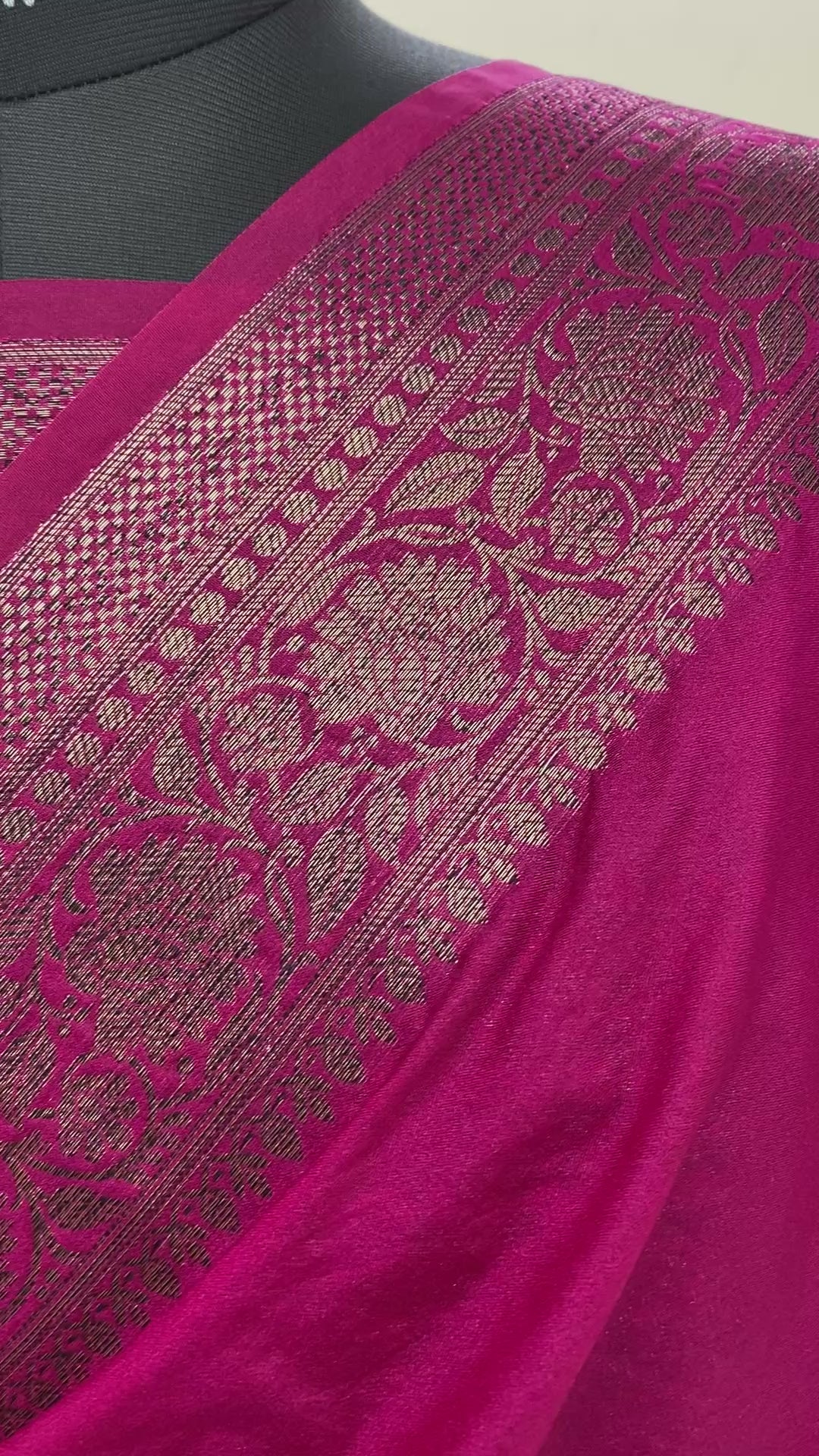 Rani Georgette Saree with Antique Zari Border