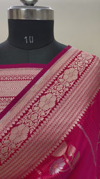 Elegant Green Banarasi Saree with Floral Zari Work