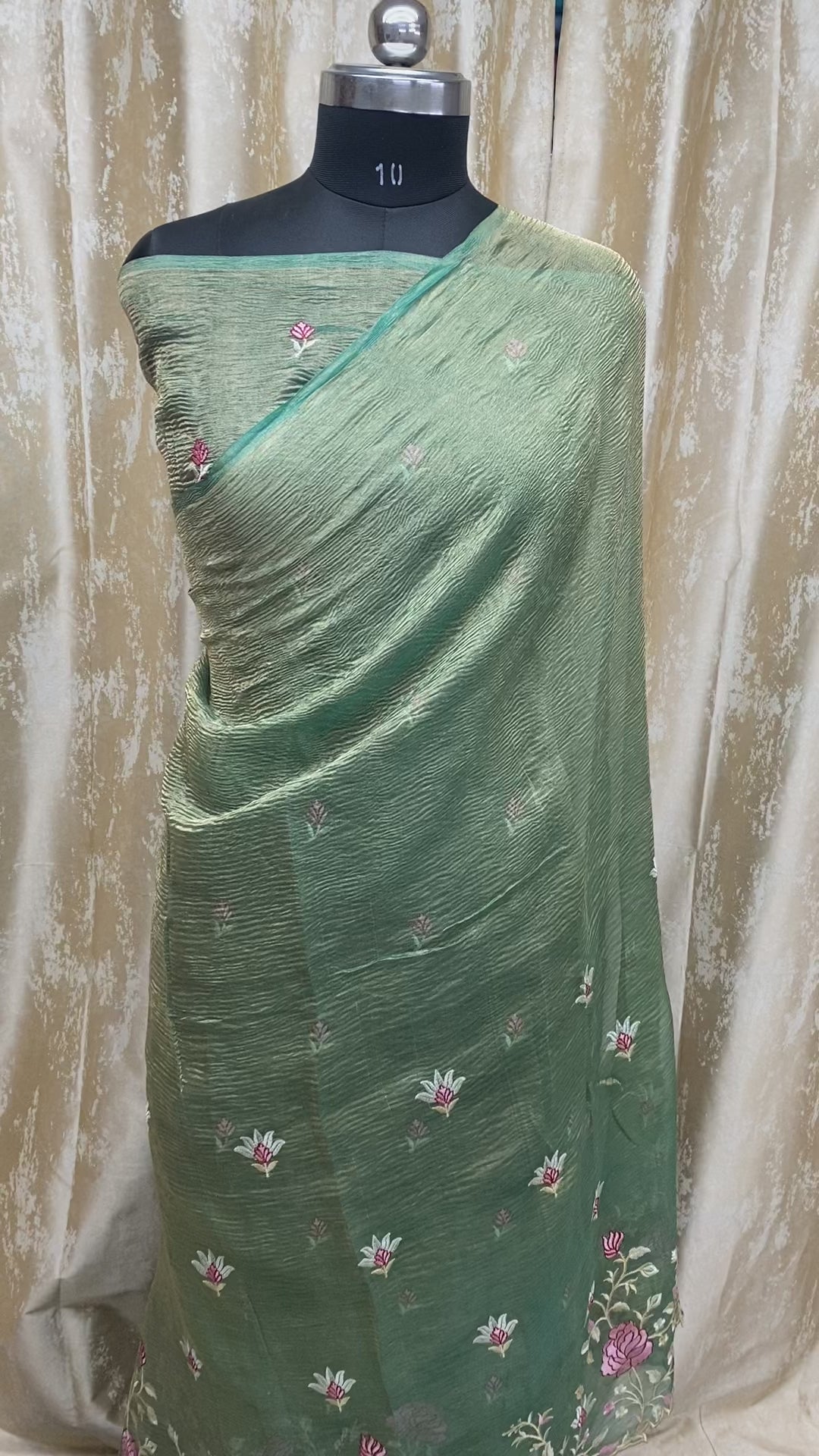 Pure Tissue Silk with hand cutwork Embroidery Banarasi Saree