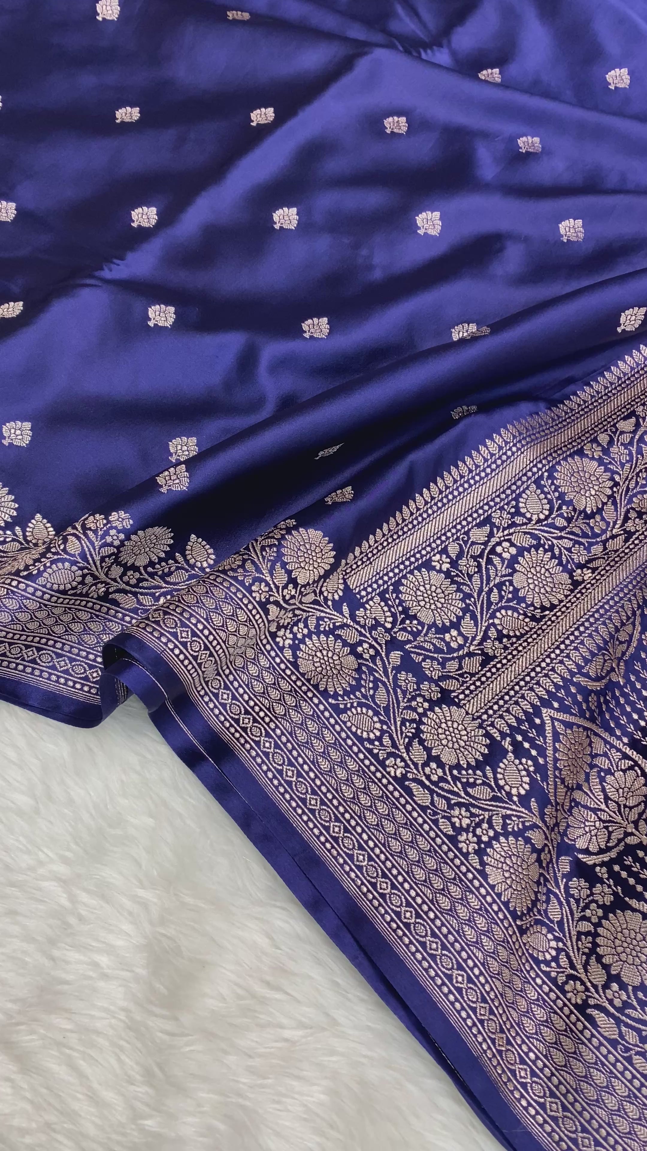 Sangeet Special Navy Blue Mashru Silk Banarasi Saree